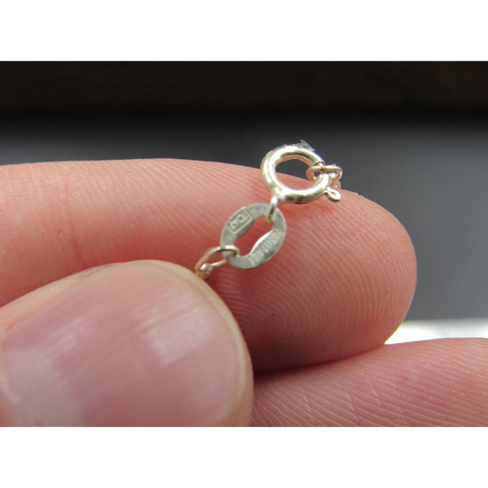 18" Sterling Silver Round Topaz & Diamond Snowflake Necklace Vintage Minimalist - Picture 5 of 7